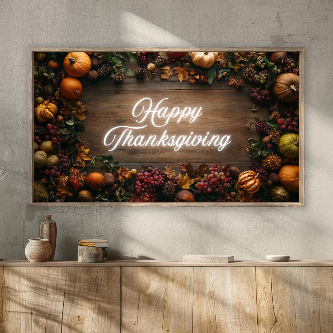 Thanksgiving Frame Tv Art 4k Frame Tv Art Thanksgiving Tv Screensaver Rustic Farmhouse Table Tv275 - Image 2