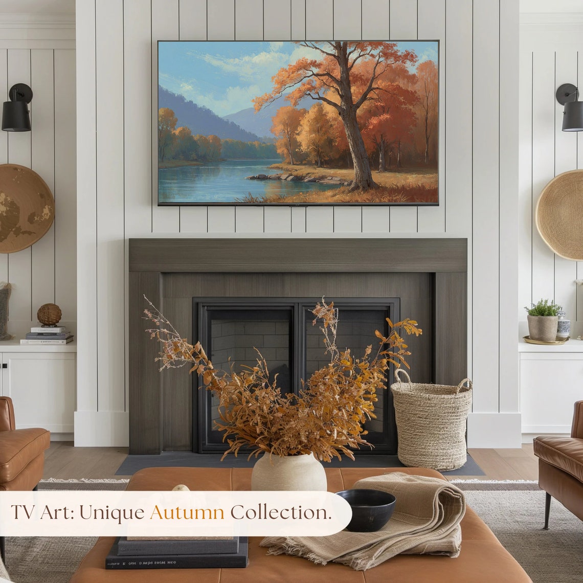 Autumn Lake With Mountain View Orange Fall Trees Scenic Poster - Image 4