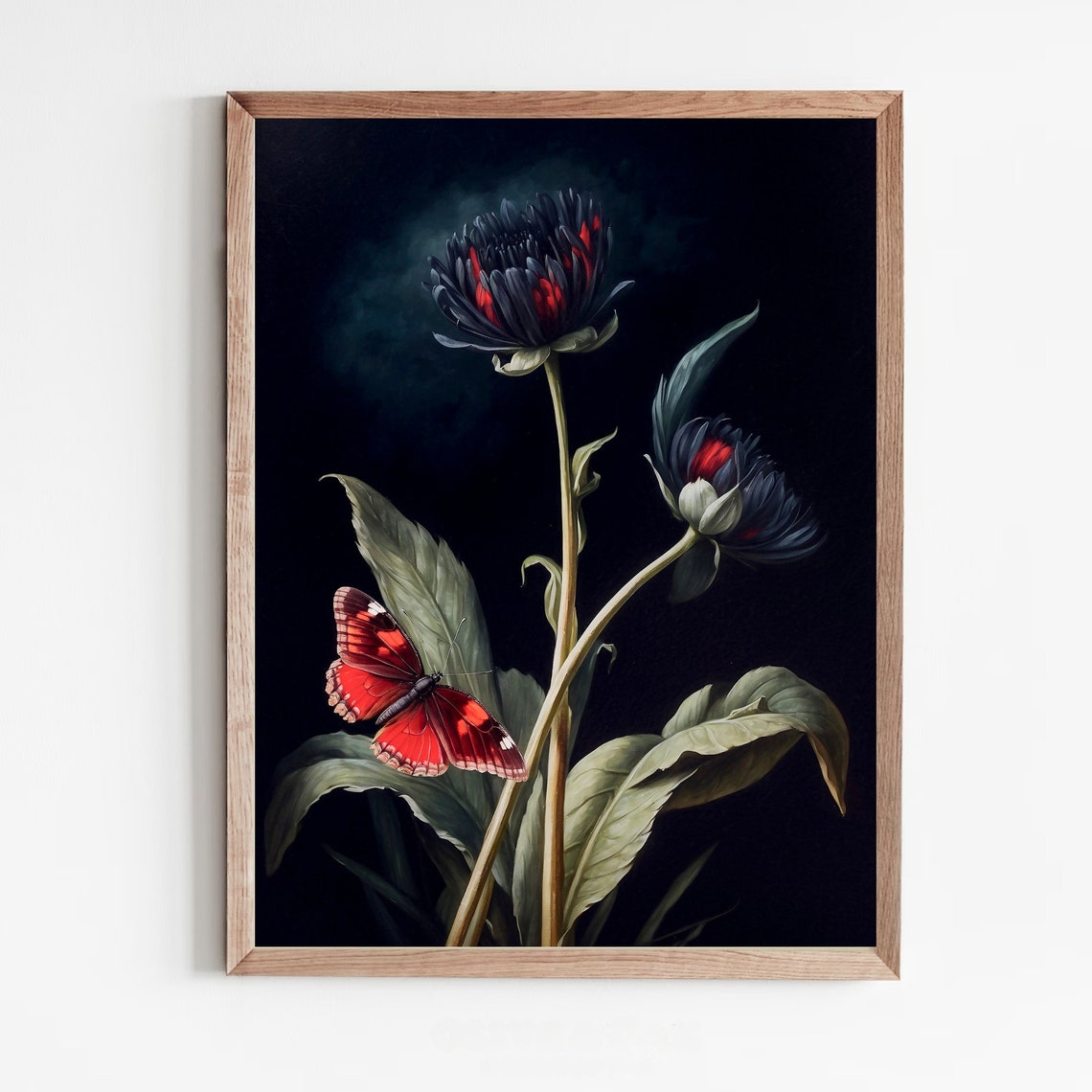 Moody Flower Painting Moody Flower Wall Art Vintage Floral Wall Art Antique Botanical Art Print Farmhouse Wall Art - Image 5