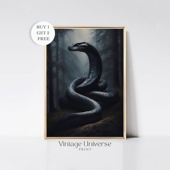 Black Snake Print Dark Cottagecore Wall Art Goth Decor Gothic Home Decor Moody Wall Art Dark Academia Print Whimsigoth Aesthetic