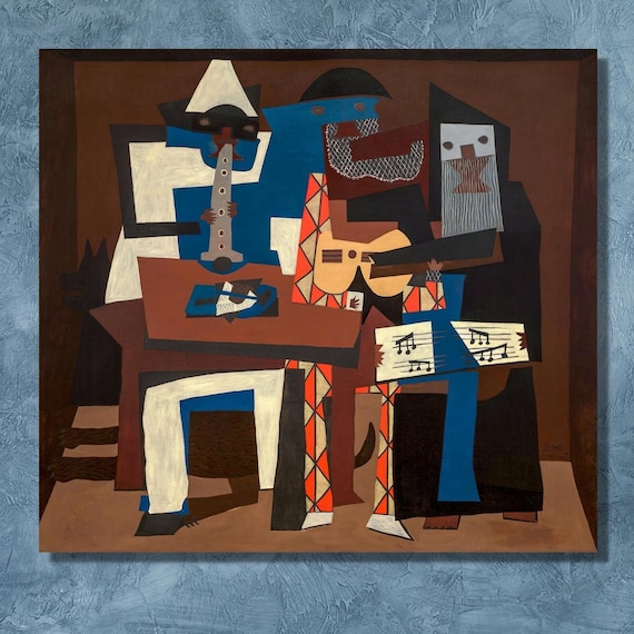 Pablo Picasso Three Musicians Clarinet Guitar Cubist Art Poster