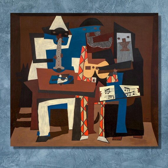Pablo Picasso Wall Art Three Musicians Ready To Hang Picasso Old Guitarist Music Fan Gift Famous Printed Picasso Guitarist Art