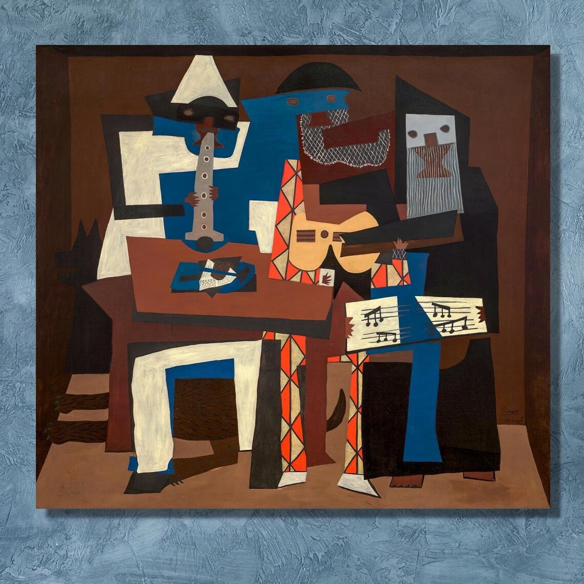 Pablo Picasso Three Musicians Clarinet Guitar Cubist Art Poster