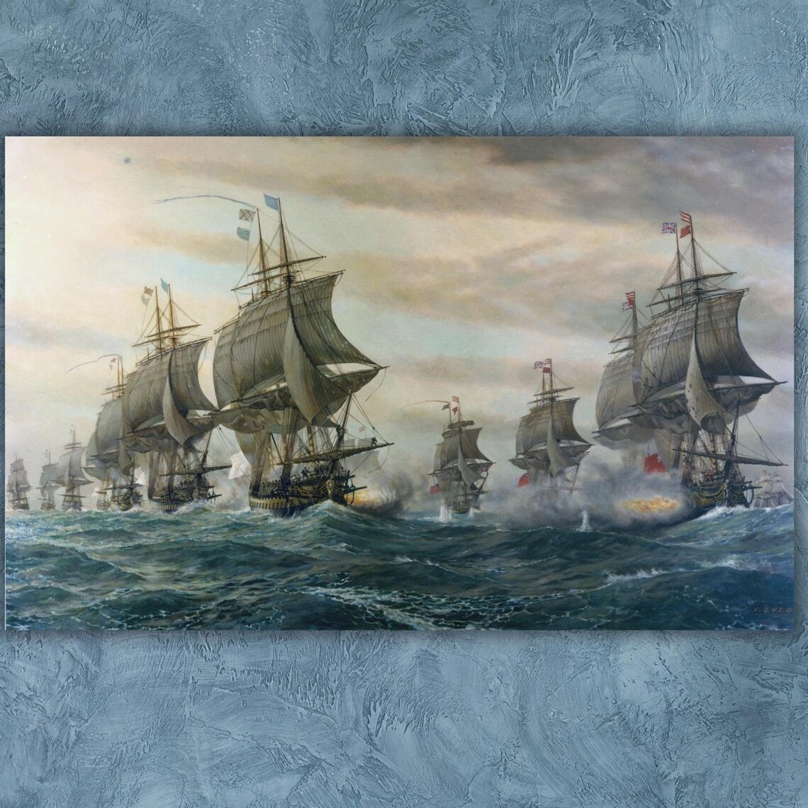 Naval War Ships Battle Of The Virginia Capes Tall Ships Sea Poster