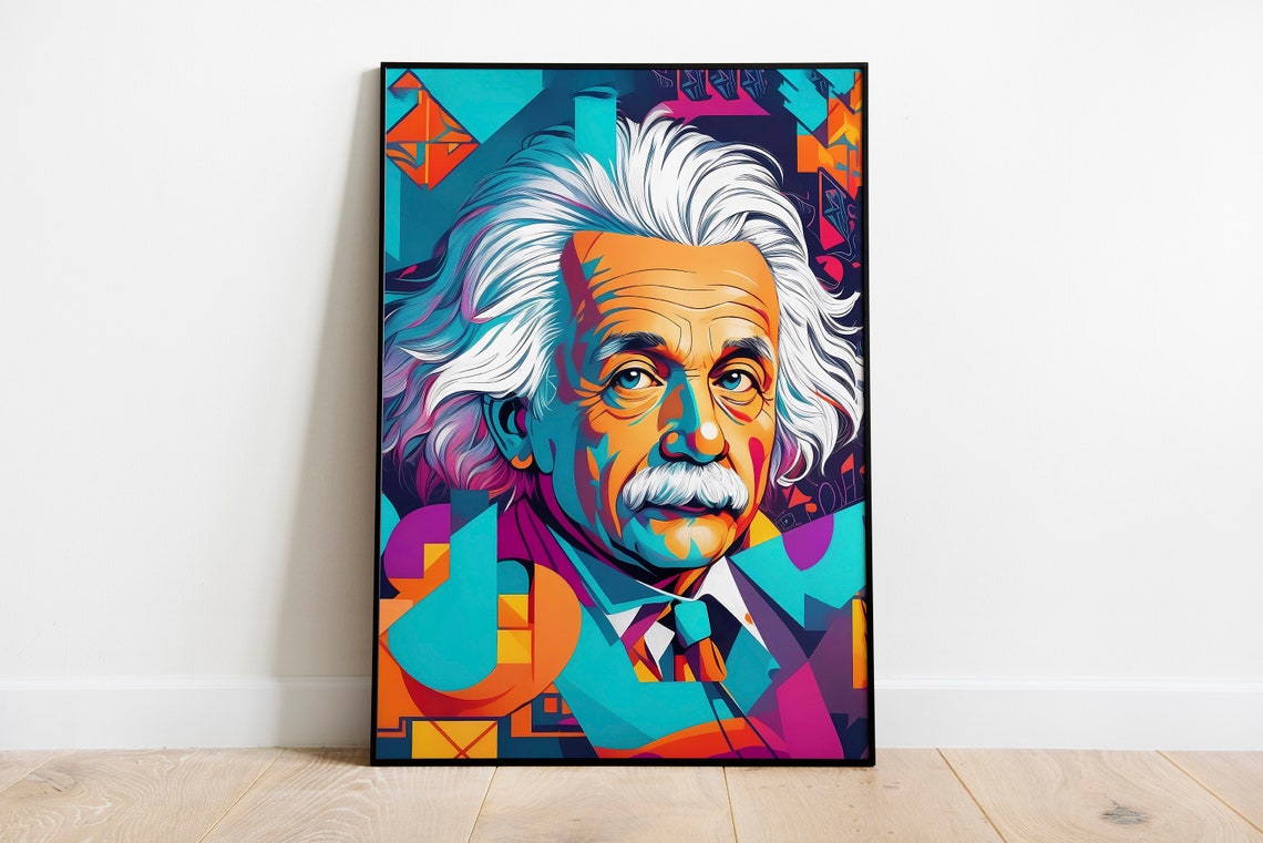 Albert Einstein Pop Art Portrait Colorful Genius Wall Decor Poster