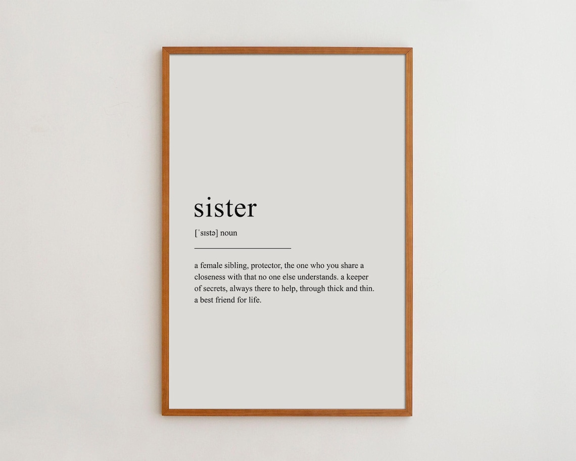 Sister Definition Print, Minimalist Typography Art