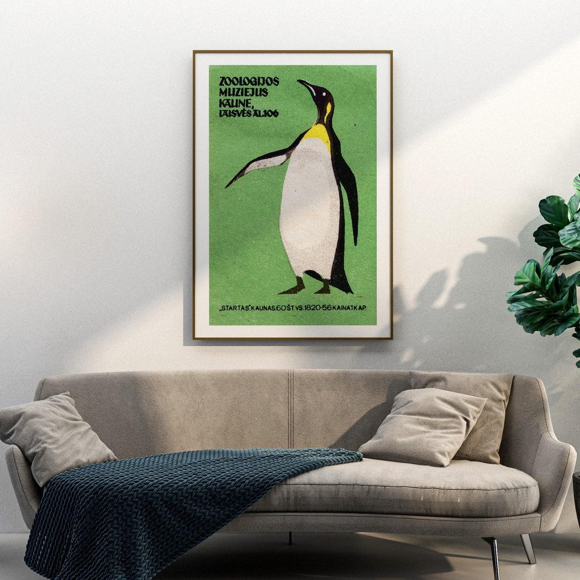 Zoologijos Muziejus Kaunas Penguin Green Matchbox Label Poster - Image 3