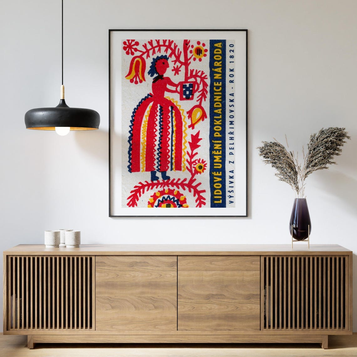 Folk Art Woman Embroidery Czech 1820 Matchbox Illustration Poster - Image 4