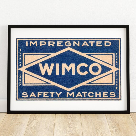 Wimco Safety Matches Art Print Vintage Indian Matchbox Label Home Decor Wall Art Collectible Graphic Design Poster A4
