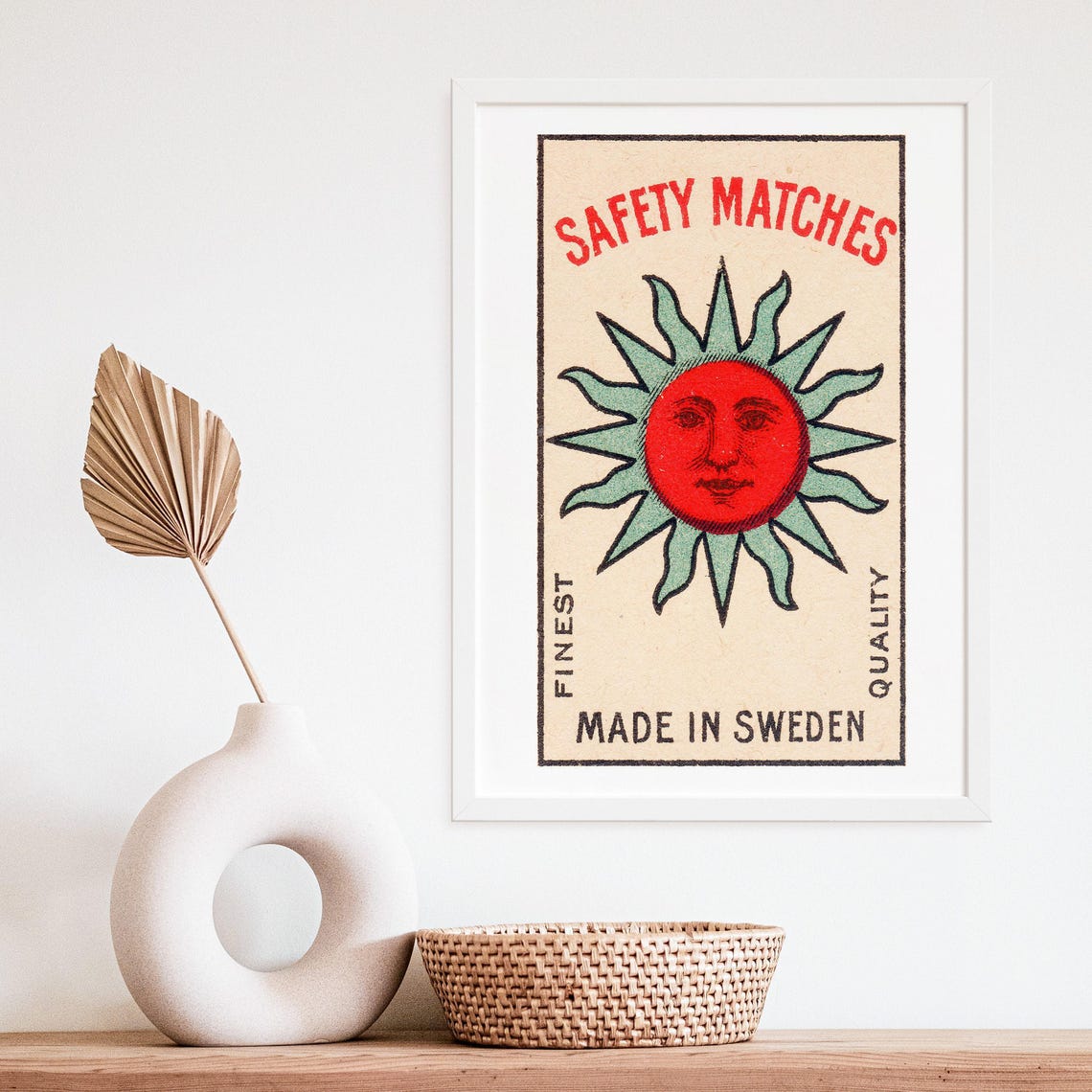 Swedish Safety Matches Vintage Sun Face Retro Illustration Poster - Image 4