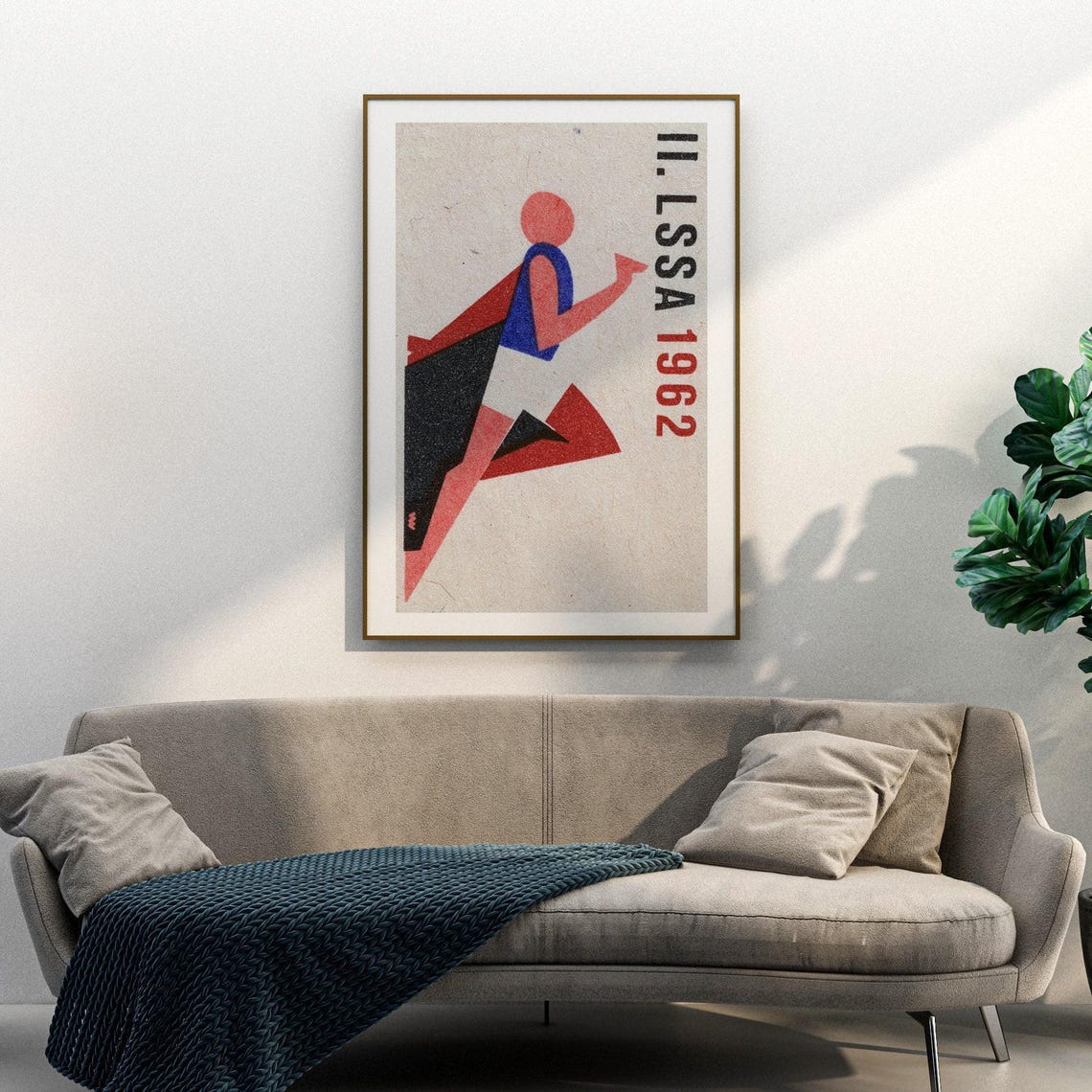 II LSSA 1962 Running Athlete Bold Geometric Vintage Sports Poster - Image 3