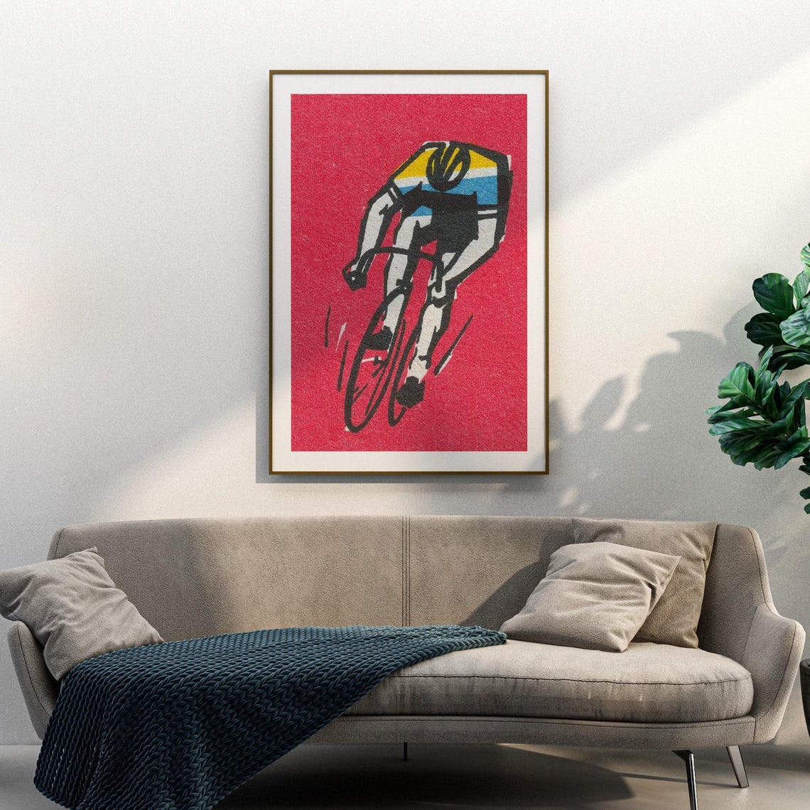 Cyclist Racing Red Vintage Matchbox Art Poster Front View Speed - Image 3