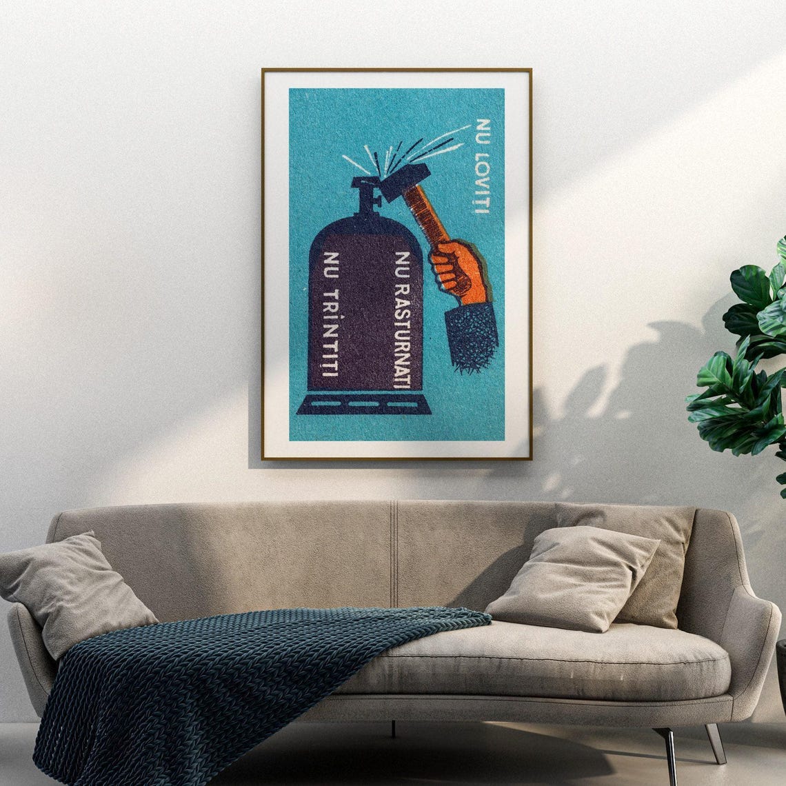 Romanian Gas Cylinder Fire Safety Vintage Match Label Art Poster - Image 3