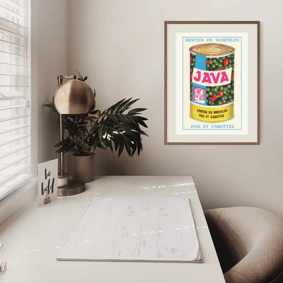 Java Peas and Carrots Can Dutch Vintage Food Label Art Poster - Image 2