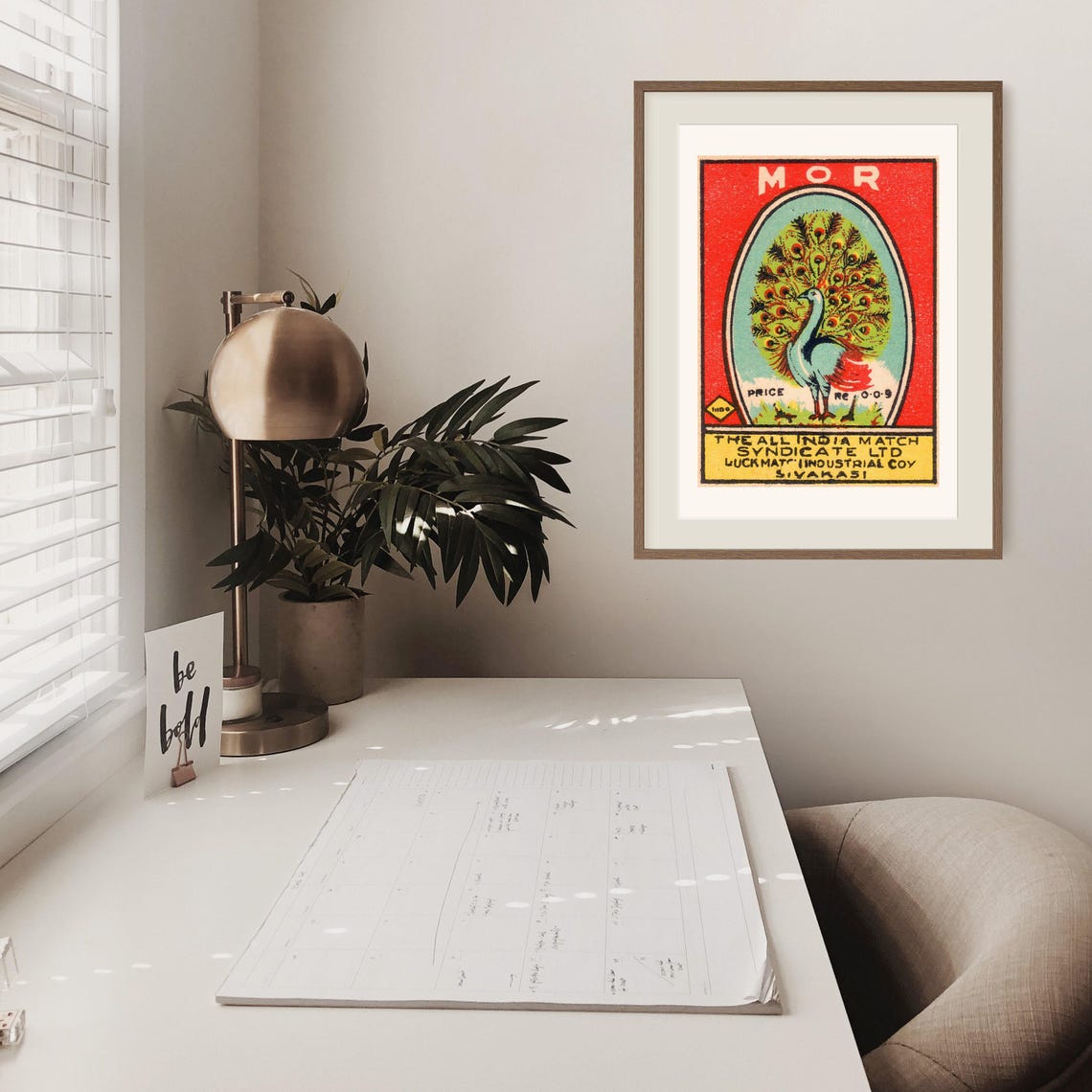 Mor Peacock Indian Vintage All India Match Syndicate Label Poster - Image 2