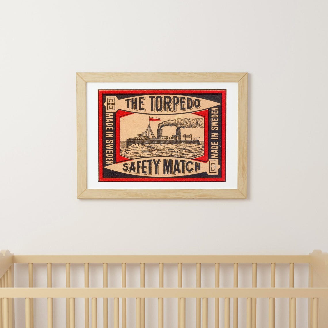 The Torpedo Safety Match Red Border Vintage Swedish Label Art Poster - Image 3