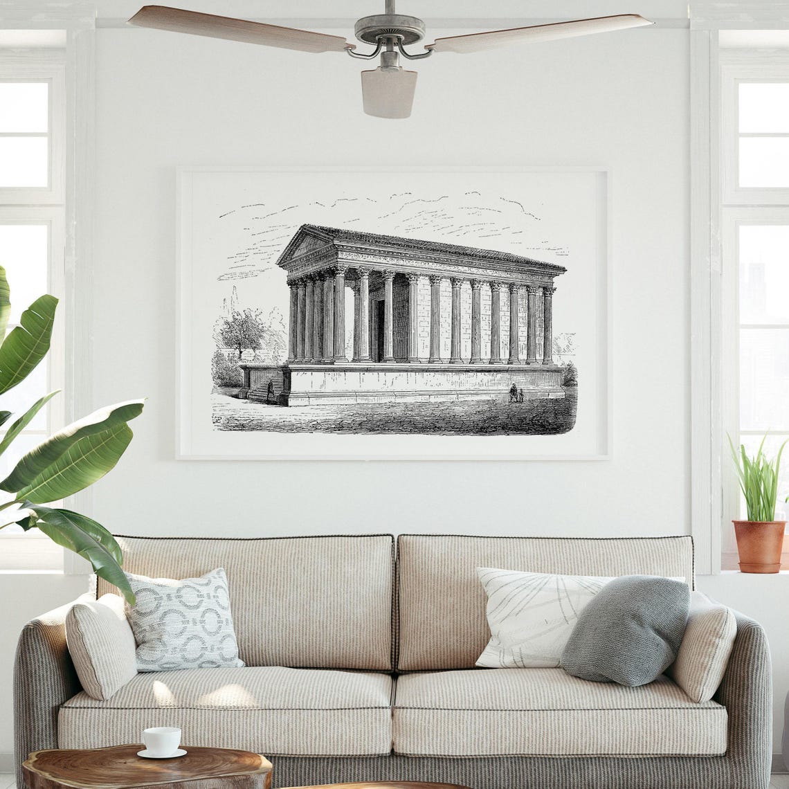 Roman Corinthian Temple Nimes Architectural Illustration Historical Wall Art Unique Home Decor - Image 3