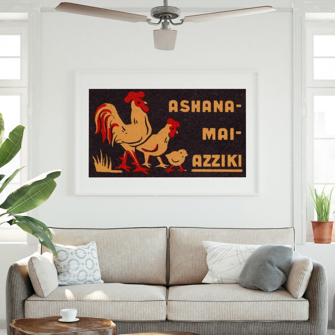 Ashana Mai Azziki Swedish Chicken Matchbox Label Vintage Poster - Image 3