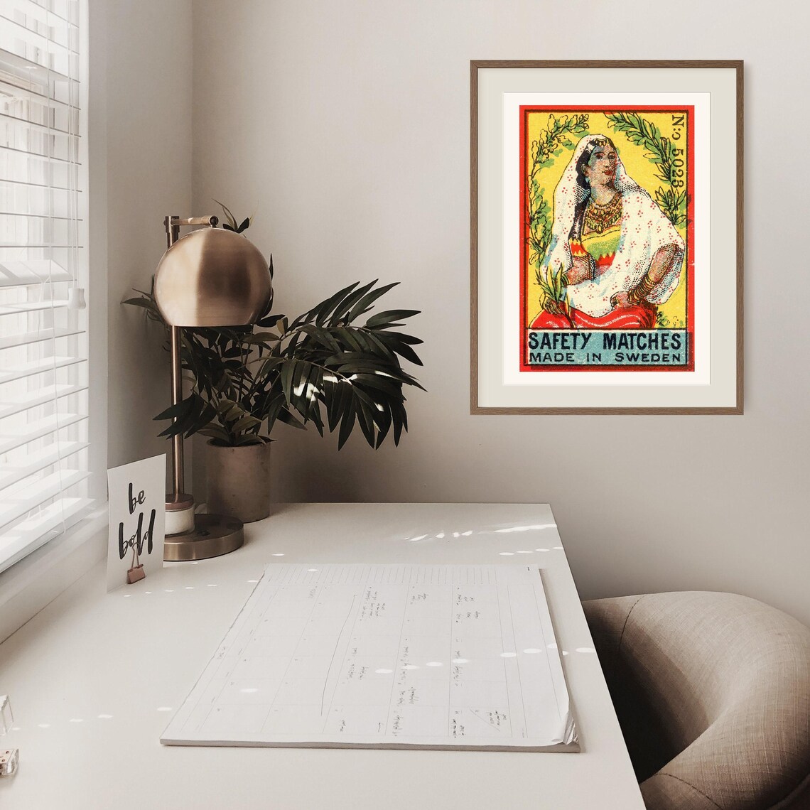 Veiled Indian Woman Gold Jewelry Swedish Safety Matches Poster - Image 2