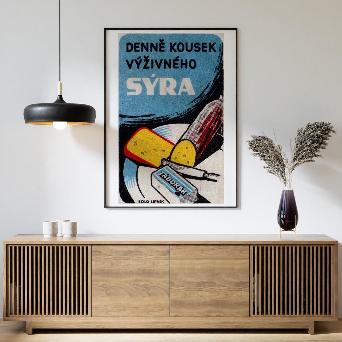 Denne Kousek Vyzivneho Syra Czech Cheese Vintage Ad Matchbox Poster - Image 4
