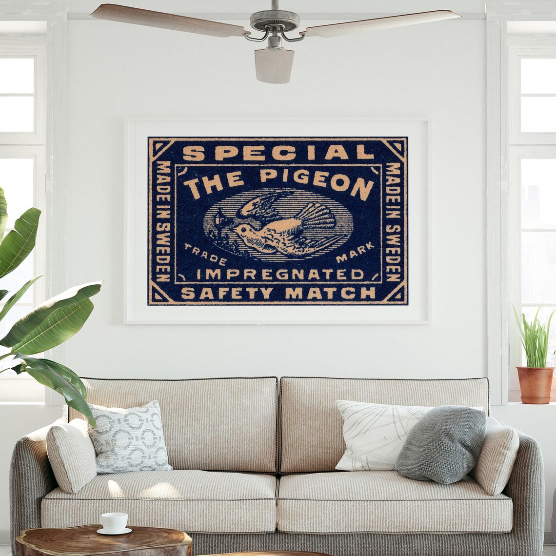 Pigeon Matchbox Vintage Sweden Art Print - Image 3