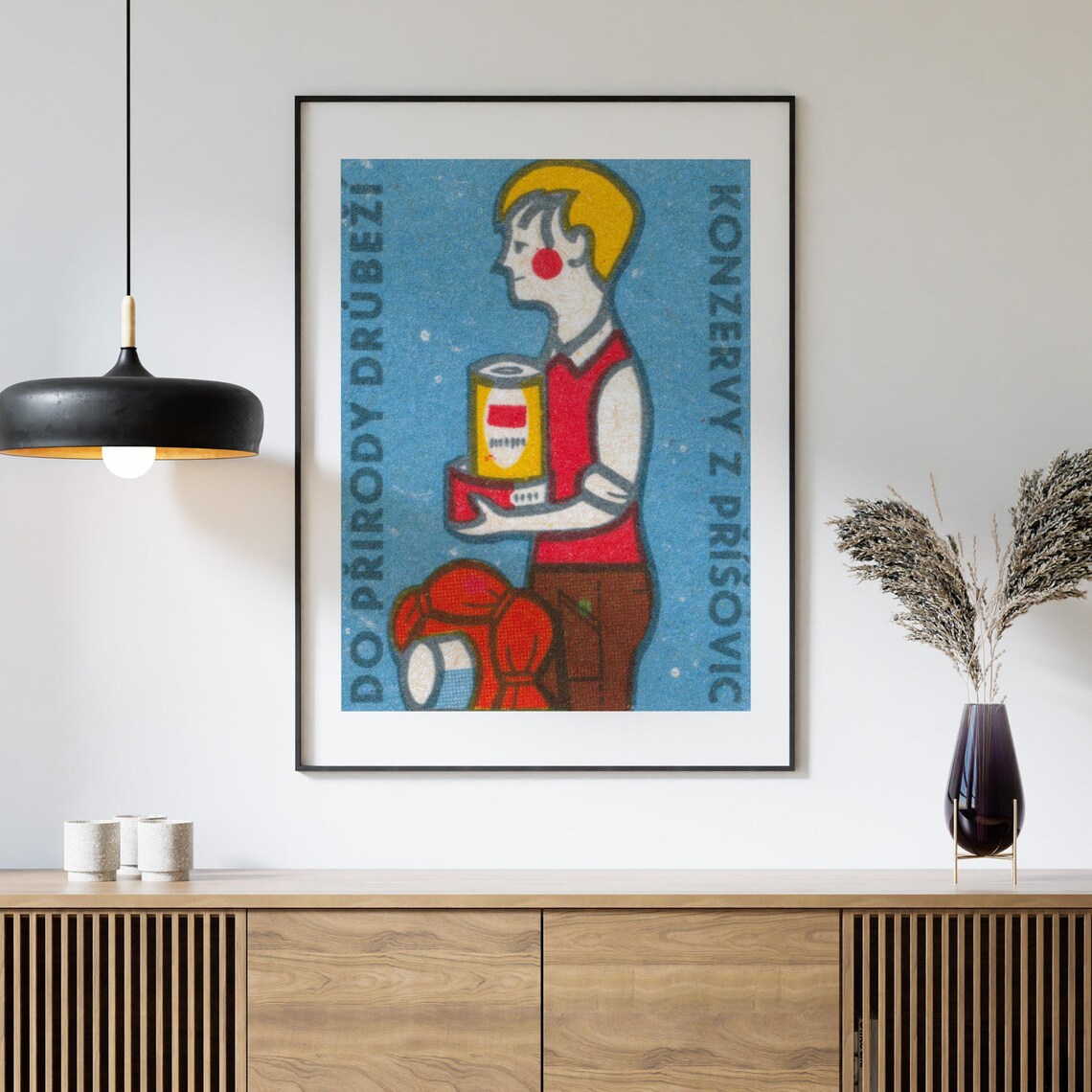 Hiker Carrying Canned Poultry Food Czech Nature Matchbox Poster - Image 4