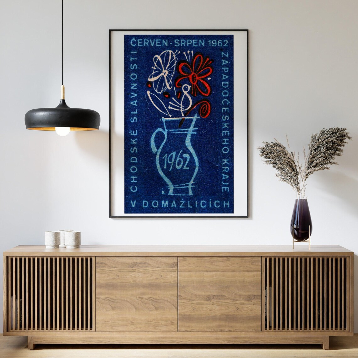 Bird On Blue Vase, Vintage Czech Art Poster - Image 4