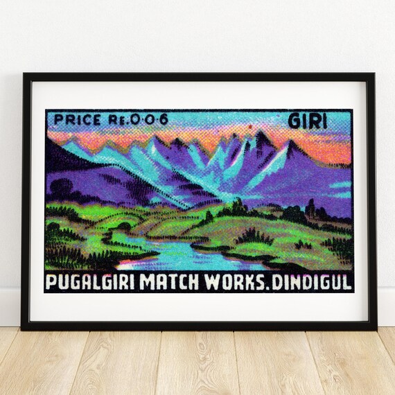 Indian Mountain Ranges Matchbox Print Aesthetic Wall Art Vintage India Art Matchbox Wall Poster Vintage Poster Print