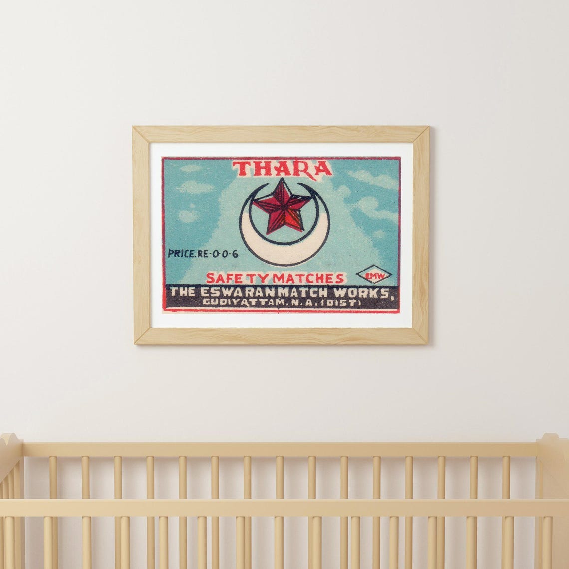 Thara Safety Matches Star and Crescent Vintage Indian Label Art Poster - Image 3