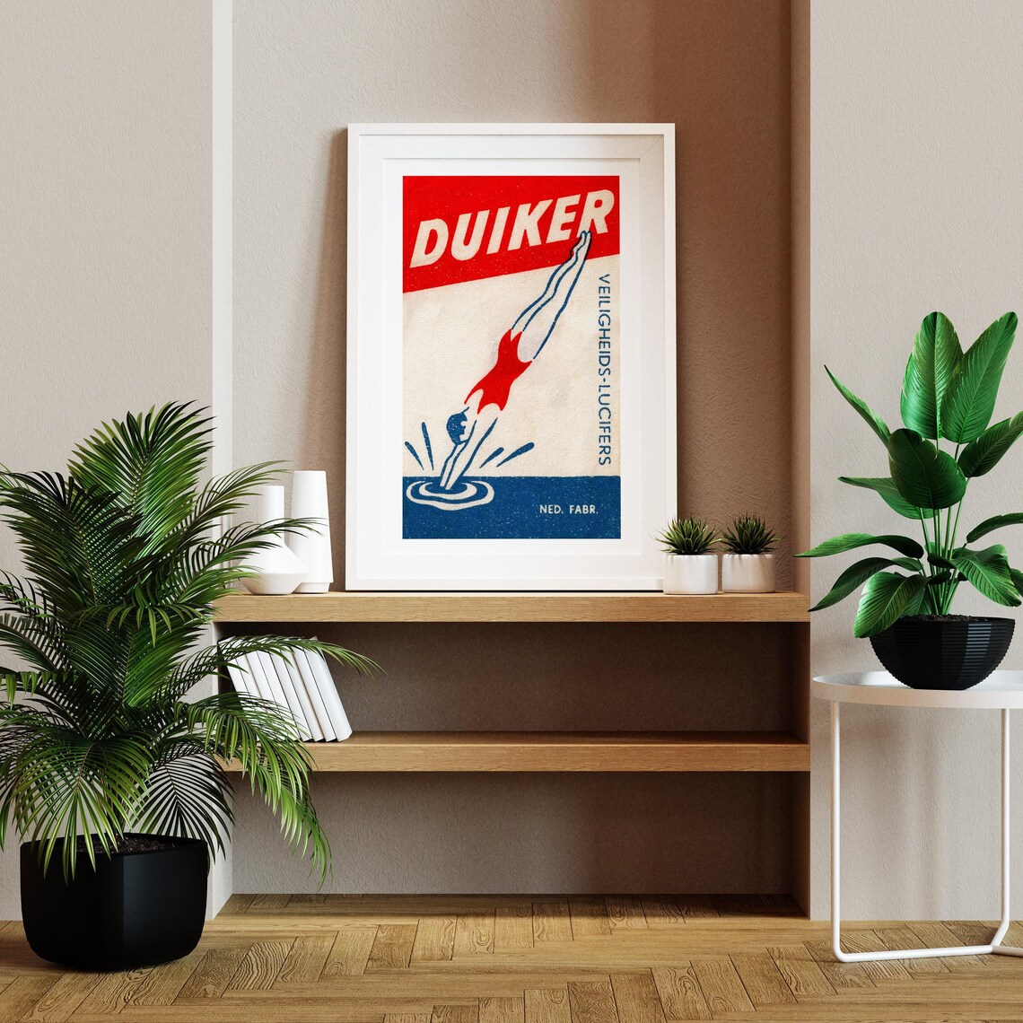 Duiker Diver Dutch Safety Matches Vintage Diving Sports Poster - Image 2