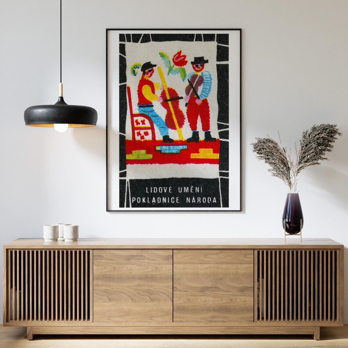 Czech Folk Musicians Cello Violin Vintage Matchbox Art Poster - Image 4