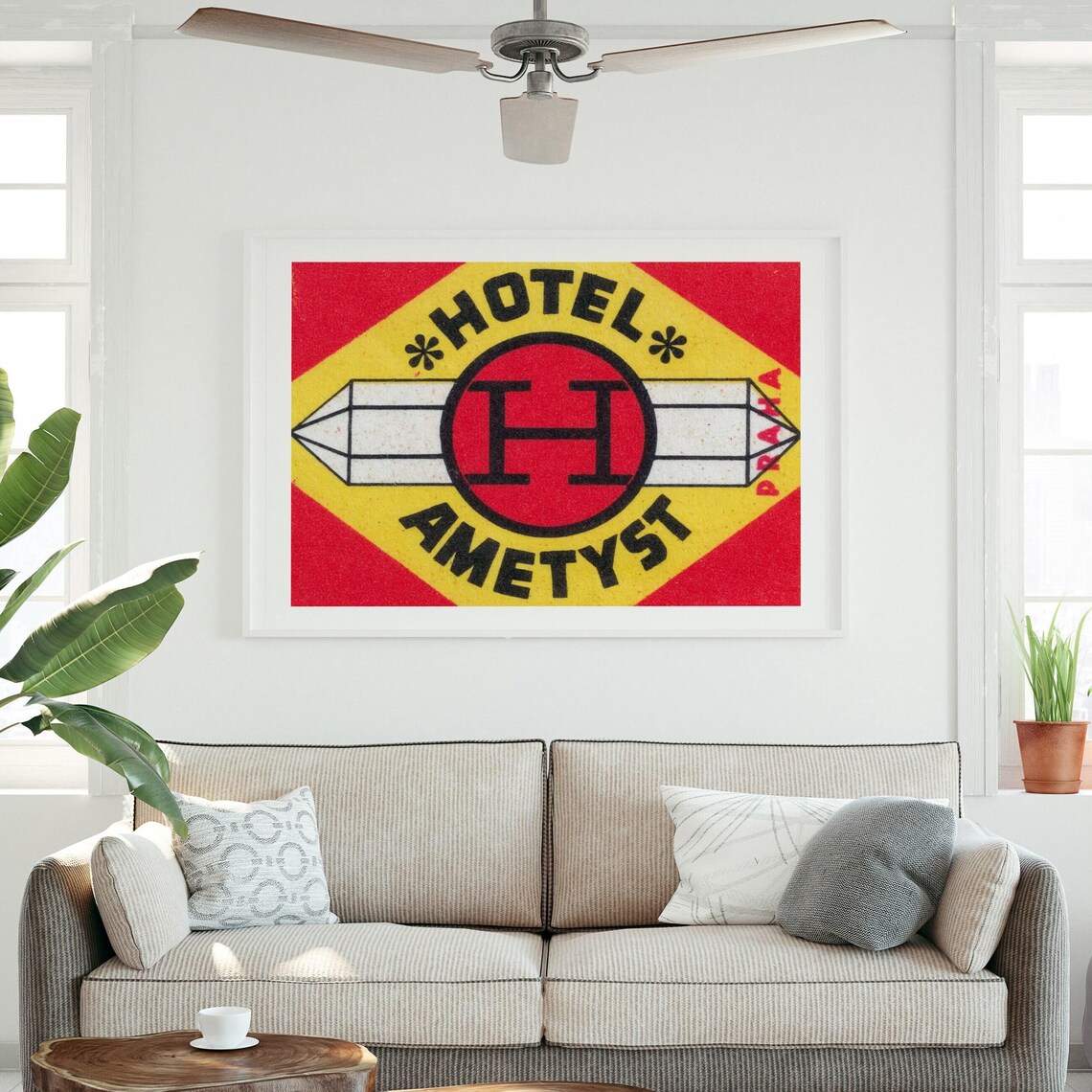 Hotel Ametyst Prague Amethyst Crystal Vintage Label Art Print - Image 3
