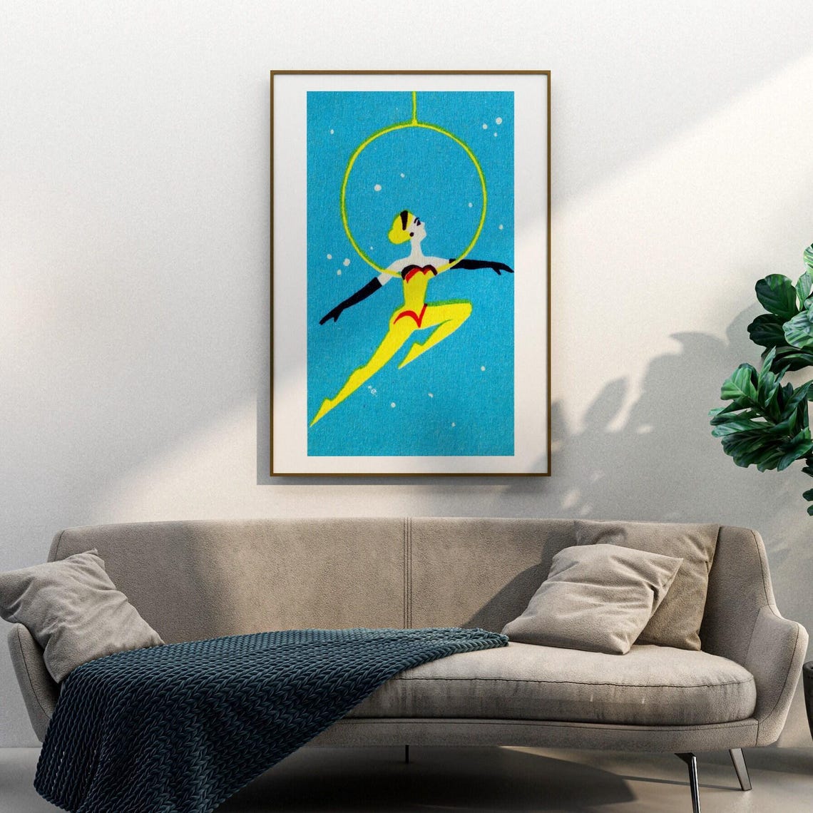 Circus Aerial Hoop Dancer Retro Turquoise Matchbox Art Poster - Image 3