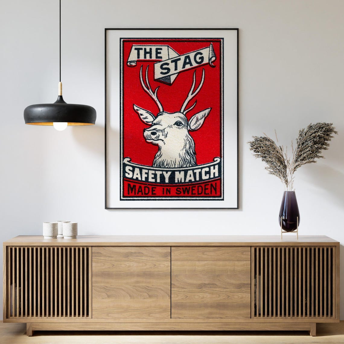 Swedish Stag Deer Safety Match Matchbox Label Wildlife Art Poster - Image 4