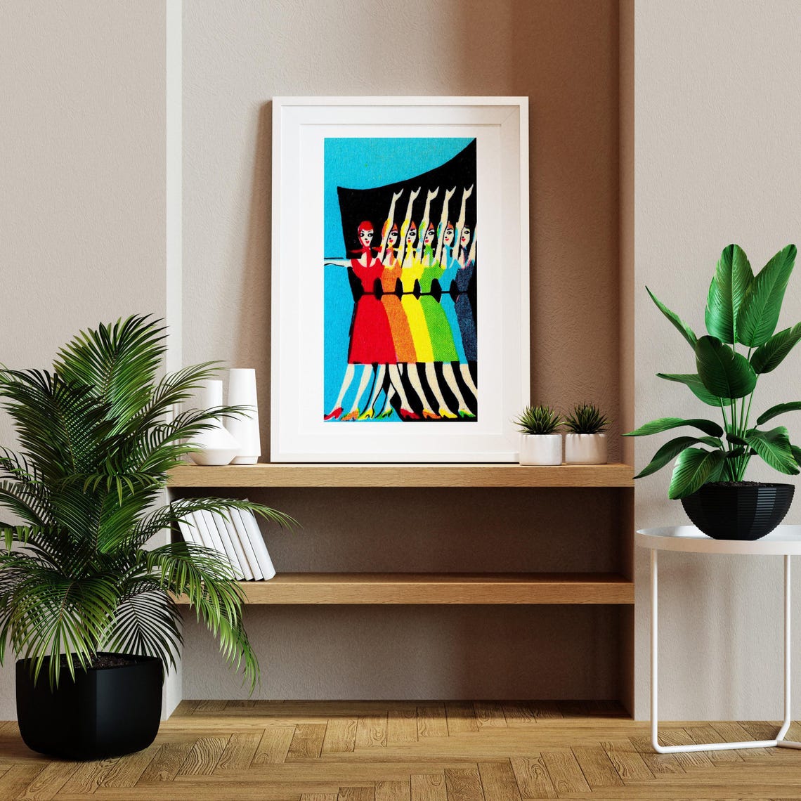 Rainbow Chorus Line Dancers Vintage Pop Art Row of Women Art Poster - Image 2
