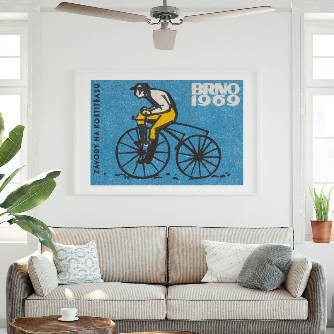Brno 1969 Vintage Bicycle Race Bone Shaker Czech Matchbox Poster - Image 3