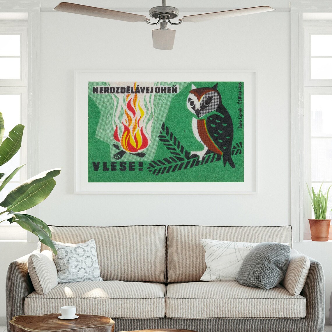 Don't Light Fires Matchbox, Vintage Czech Art Print - Image 3