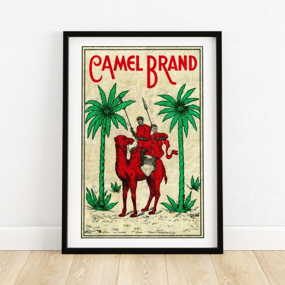Red Camel Brand Matchbox Print Aesthetic Wall Art Vintage India Art Matchbox Wall Poster Vintage Poster Print