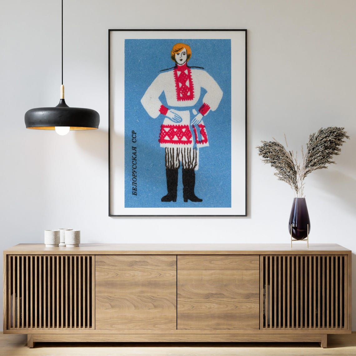 Belarusian Man Folk Costume Vintage Soviet Matchbox Art Poster - Image 4