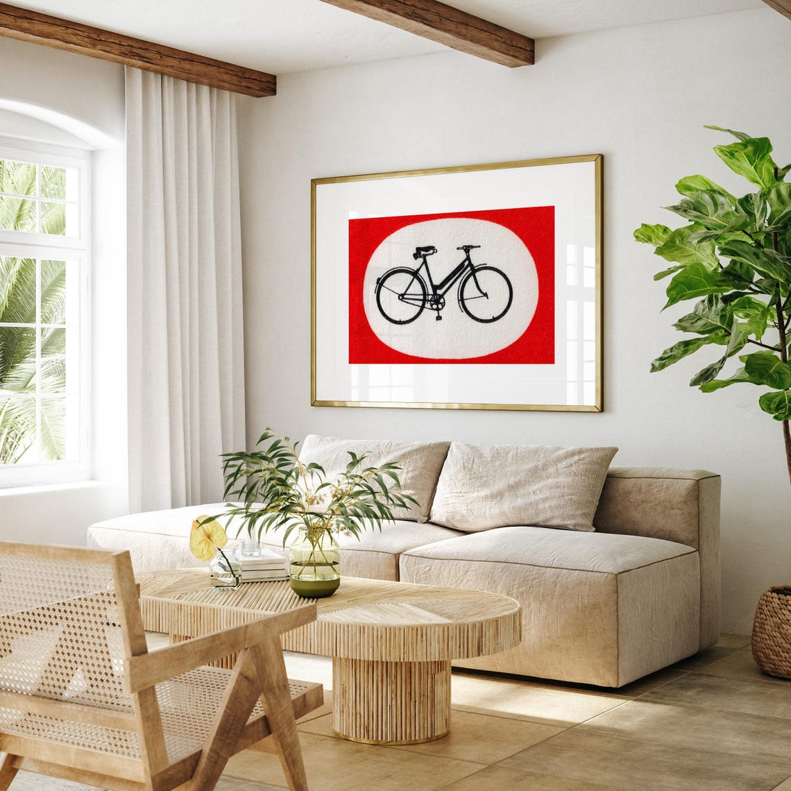 Vintage Bicycle Silhouette Matchbox Label Red Oval Design Poster - Image 4