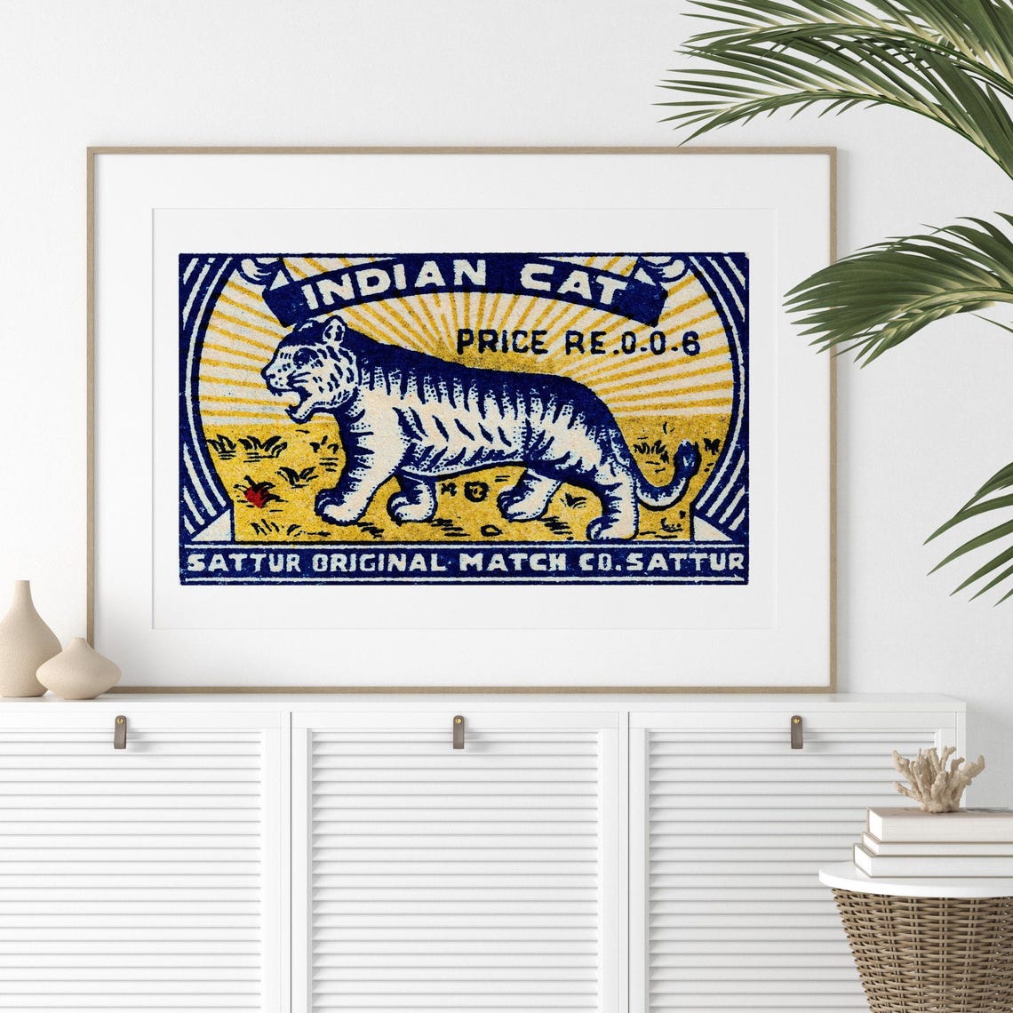 Indian Cat Tiger Vintage Matchbox Label Sattur Original Art Poster - Image 2