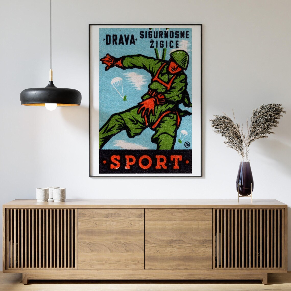 Drava Safety Matches Sport Parachutist Yugoslav Vintage Label Poster - Image 4