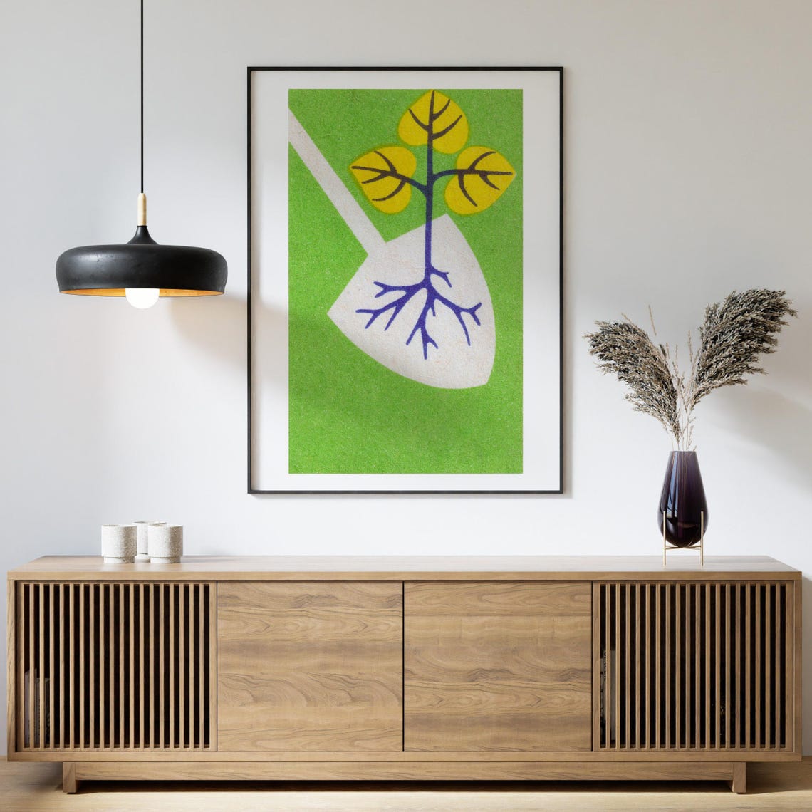 Young Tree Seedling on Spade Green Vintage Matchbox Art Poster - Image 4