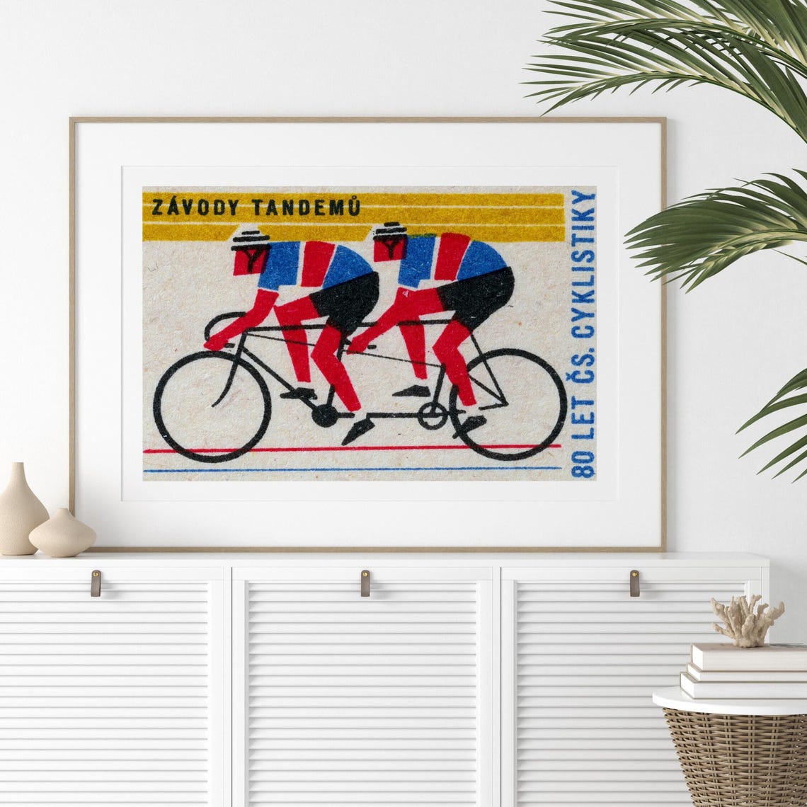 Czech Tandem Race 80 Years Czechoslovak Cycling Vintage Label Poster - Image 2