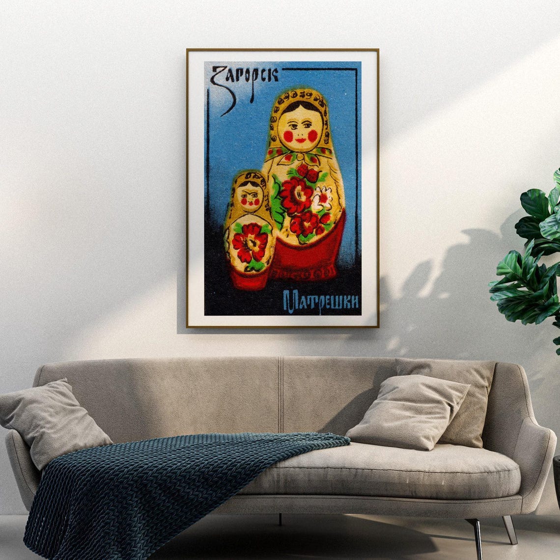 Matryoshka Babushka Dolls Russian Vintage Matchbox Folk Art Poster - Image 3