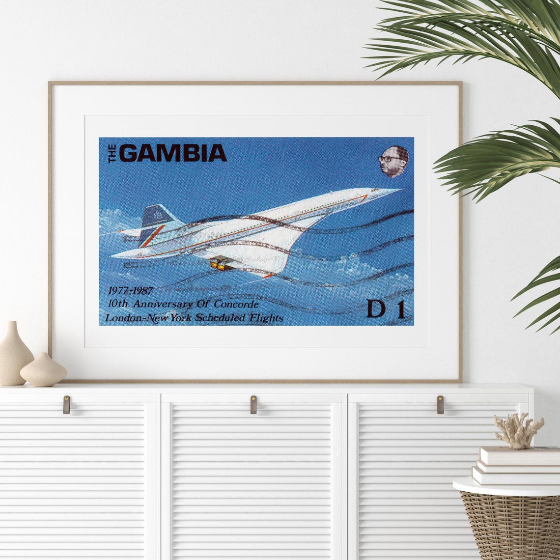 Gambia Concorde 10th Anniversary London New York Stamp Art Poster - Image 3
