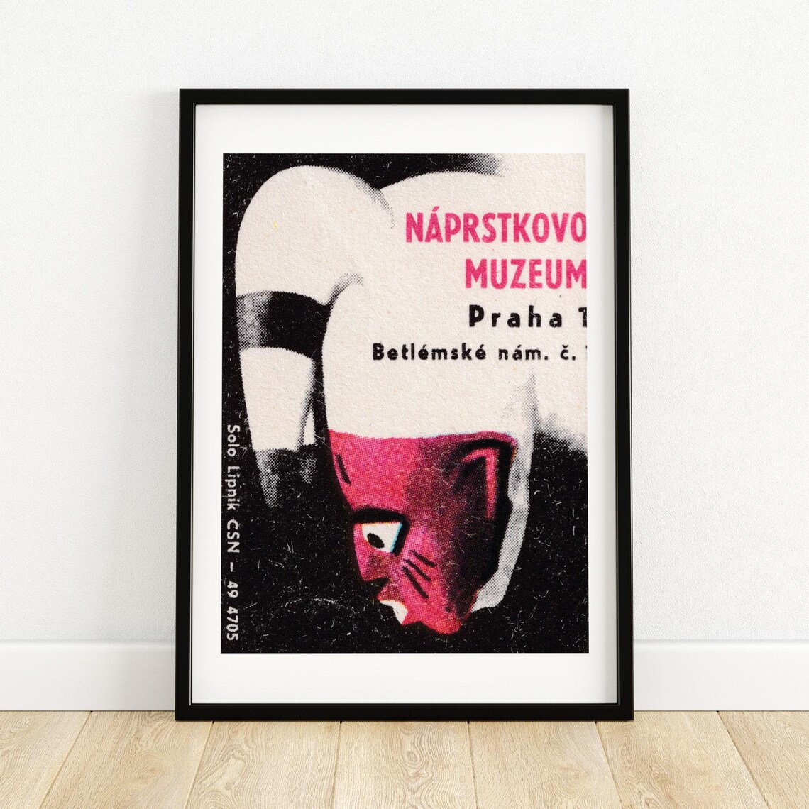 Naprstkovo Museum Prague Mask Art Vintage Czech Matchbox Poster