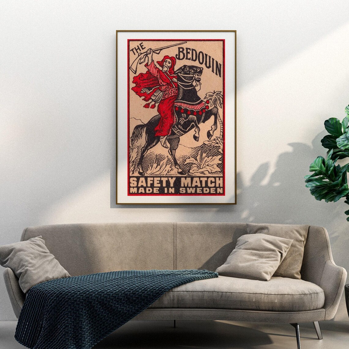 The Bedouin Horseman Vintage Swedish Safety Match Label Poster - Image 3