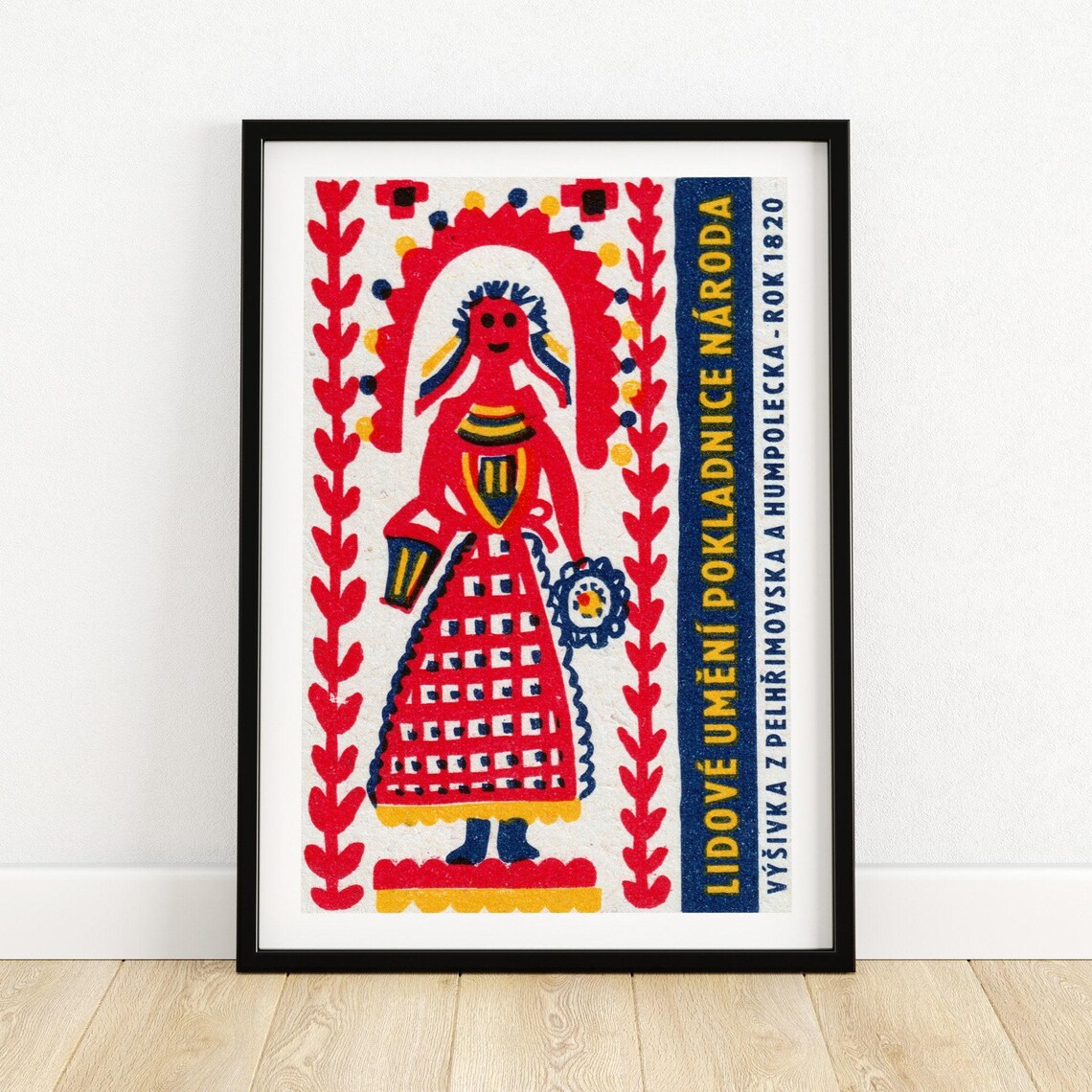Czech Folk Art Embroidery Woman 1820 Traditional Costume Poster