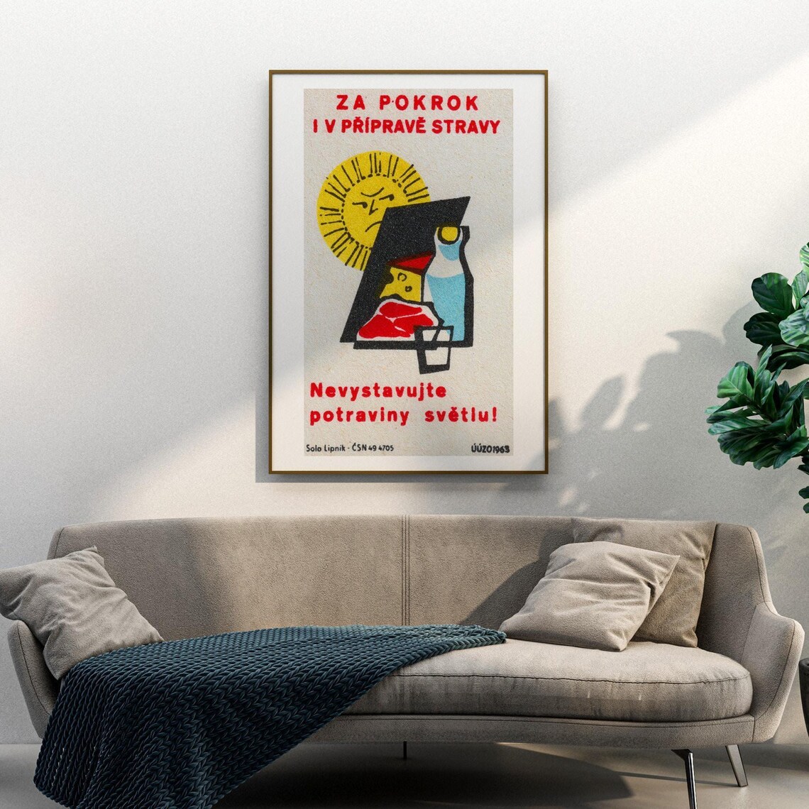 Solo Lipník 1963 Keep Food Out Of Light Vintage Matchbox Art Poster - Image 3